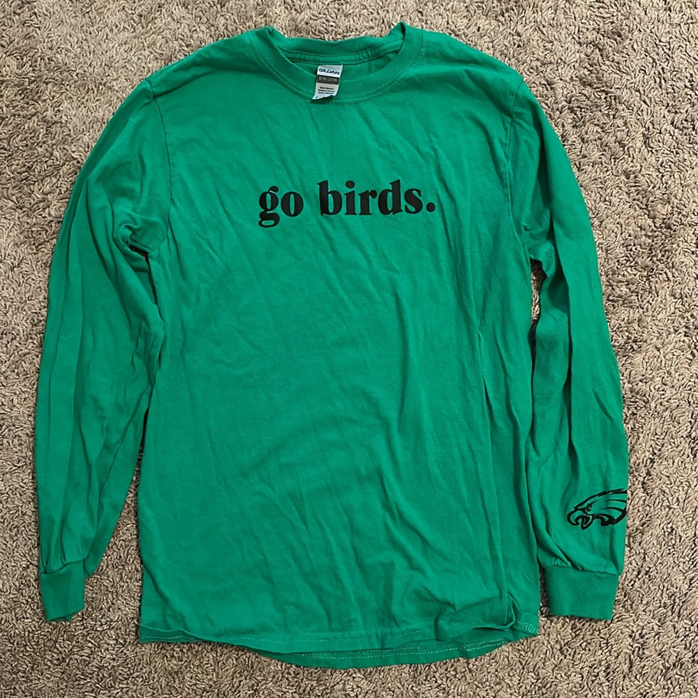 Kelly green women’s long sleeve “go birds” eagles top
